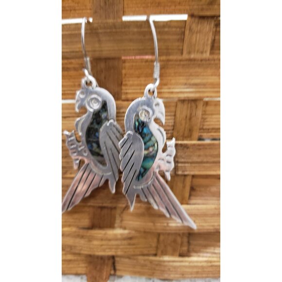 Silver Parrot Earrings Vintage Silver Mexican 925 - Picture 3 of 10